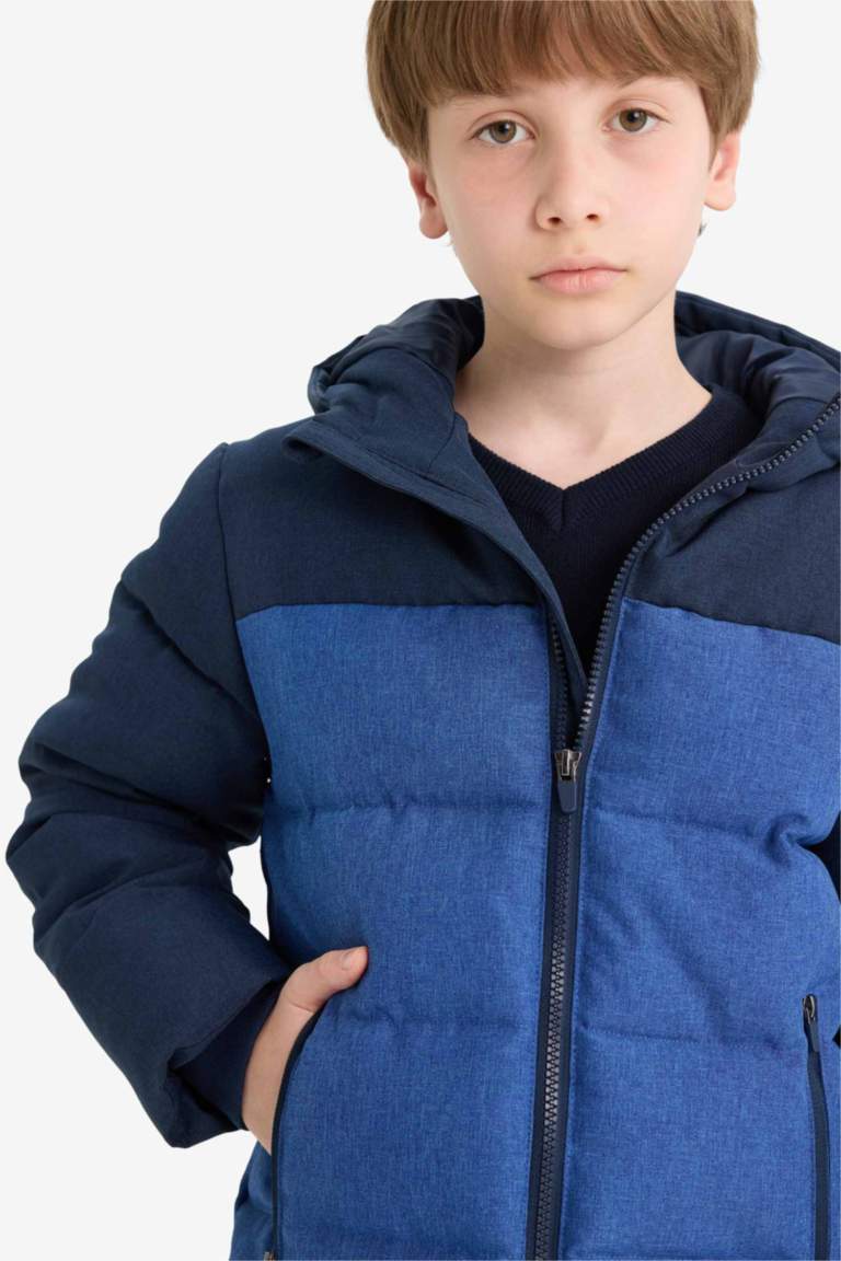 Boy Waterproof Hooded Zippered Puffer Jacket