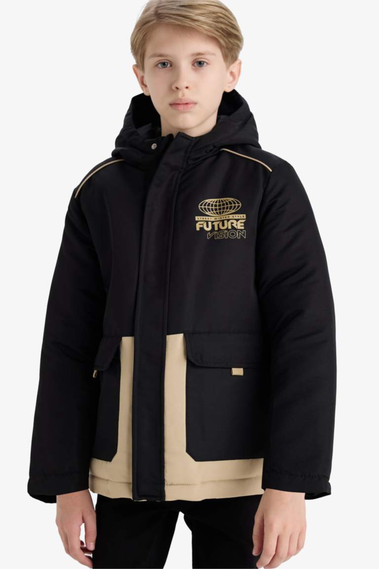 جاكيت دودون طارد للماء بغطاء للرأس