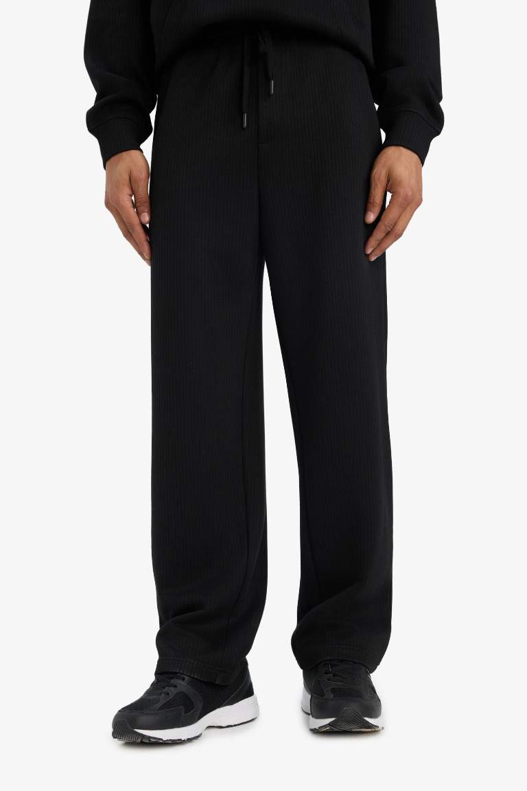 Wide Leg Textured Sweatpants