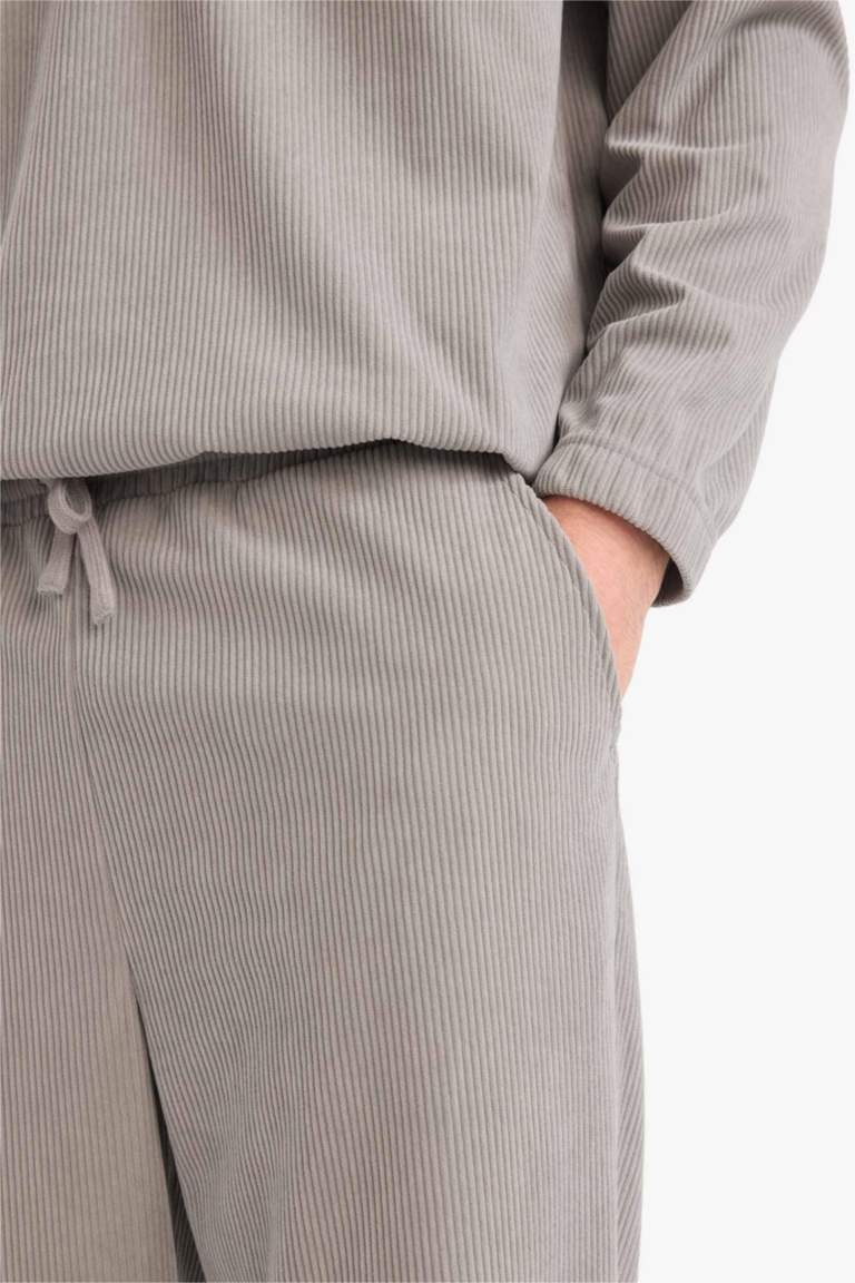 Wide Leg Cepli Geniş Paça Kadife Pantolon