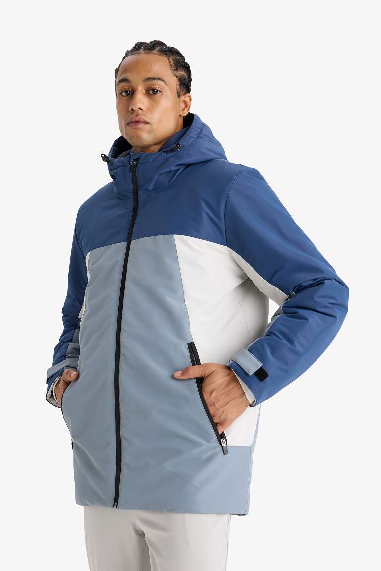 Defactofit Su İtici Regular Fit Kapüşonlu Fermuarlı Rüzgar Geçirmez Mont