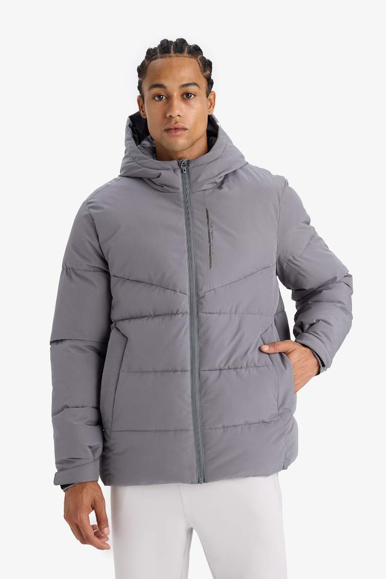 Defactofit Regular Fit Hooded Winter Waterproof Jacket