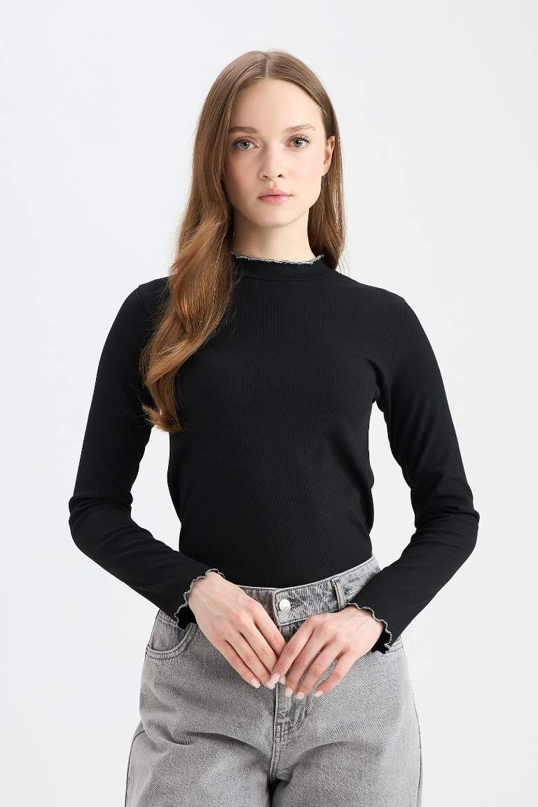 Corduroy Basic Long Sleeve T-Shirt Tunic