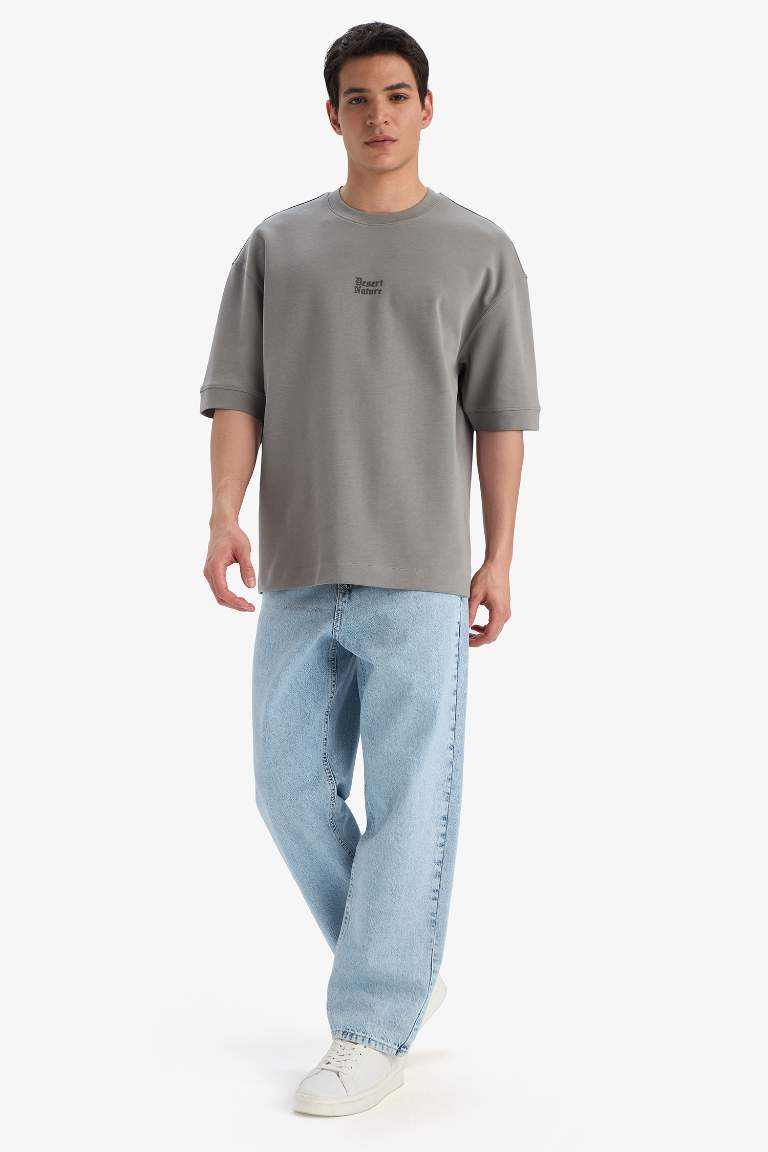 Loose Fit Crew Neck Printed Short Sleeve T-Shirt