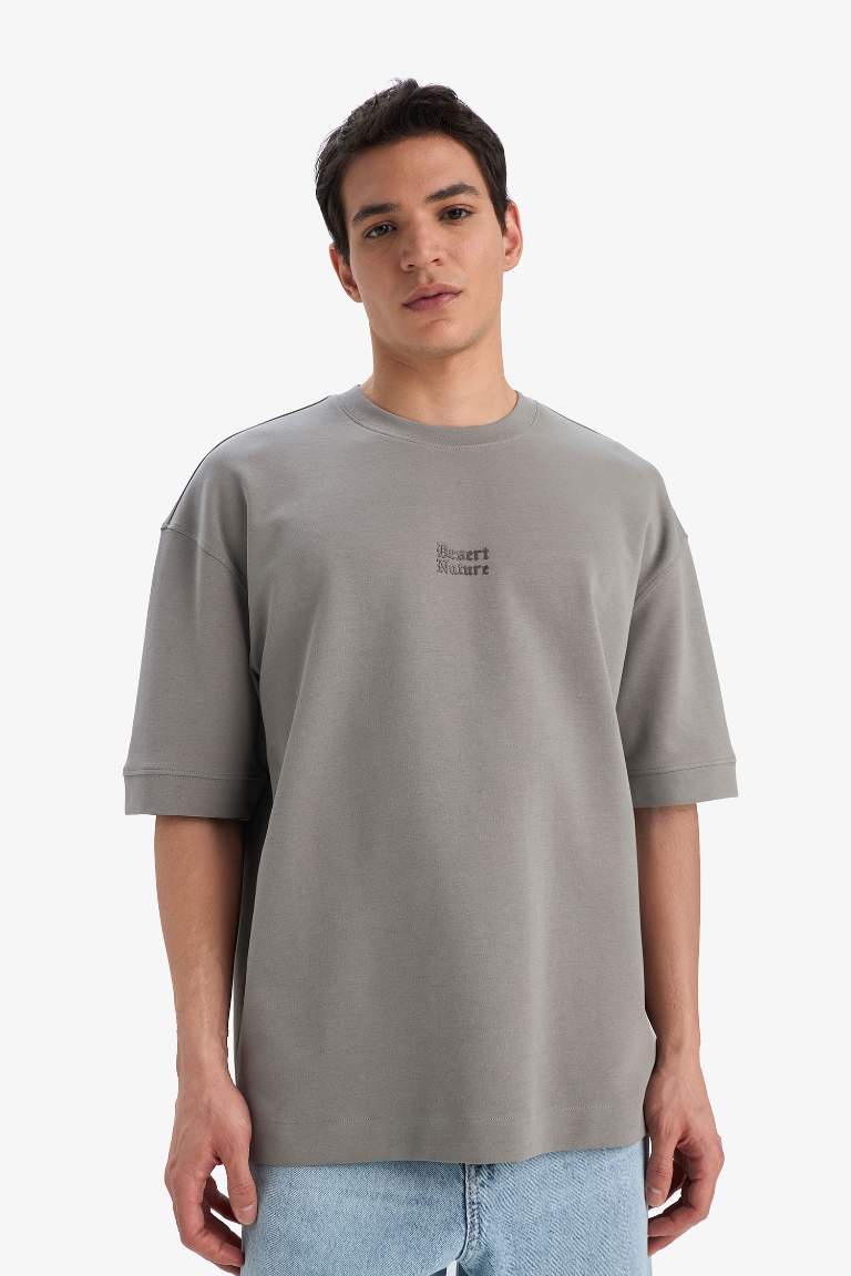 Loose Fit Crew Neck Printed Short Sleeve T-Shirt