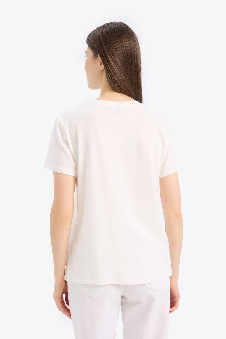 T-shirt en coton  avec broderie à col rond