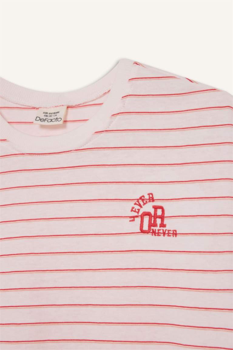 Girl Relaxed Fit Crew Neck Striped Short Sleeve T-Shirt