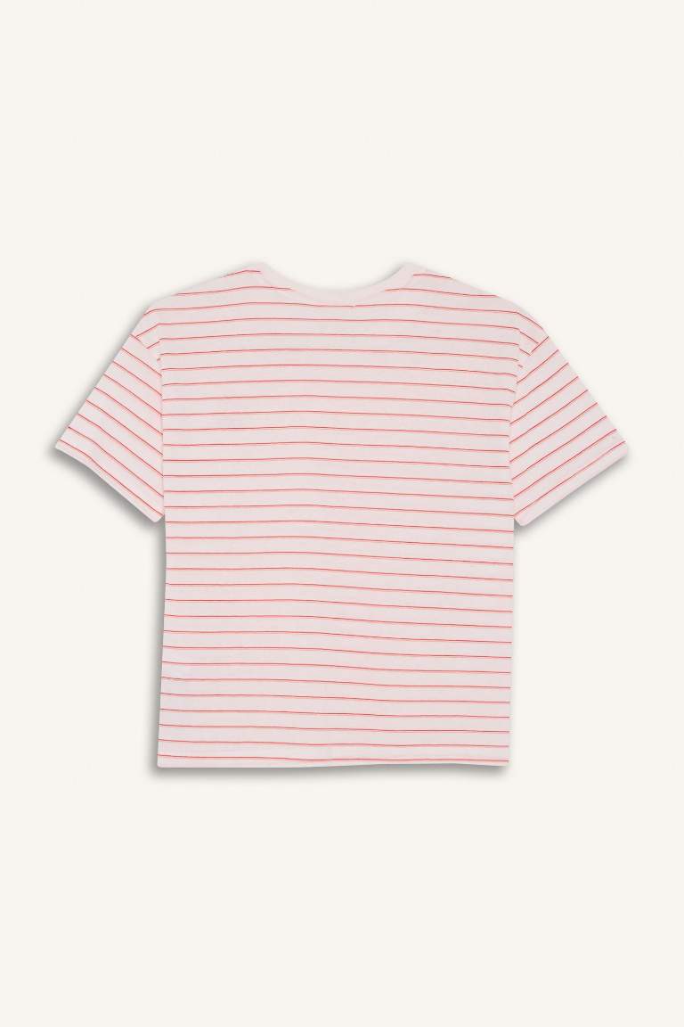 Girl Relaxed Fit Crew Neck Striped Short Sleeve T-Shirt