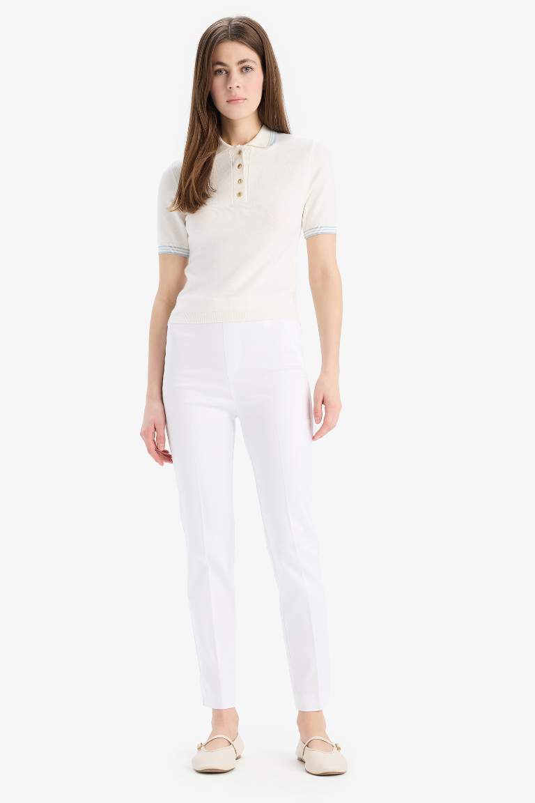 Cigarette Fit Regular Hem Satin Trousers