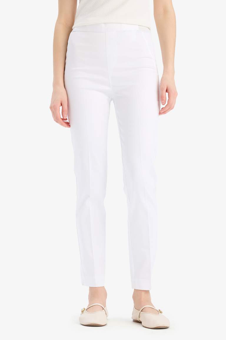 Cigarette Fit Regular Hem Satin Trousers