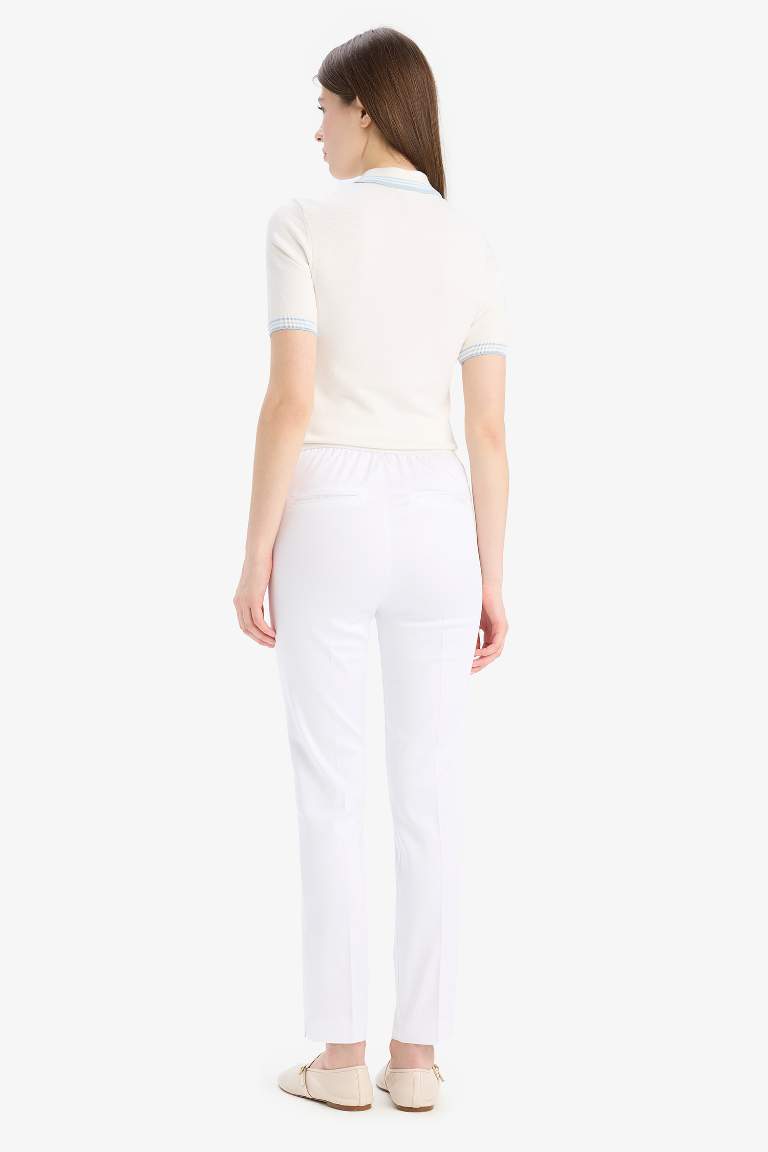 Cigarette Fit Regular Hem Satin Trousers