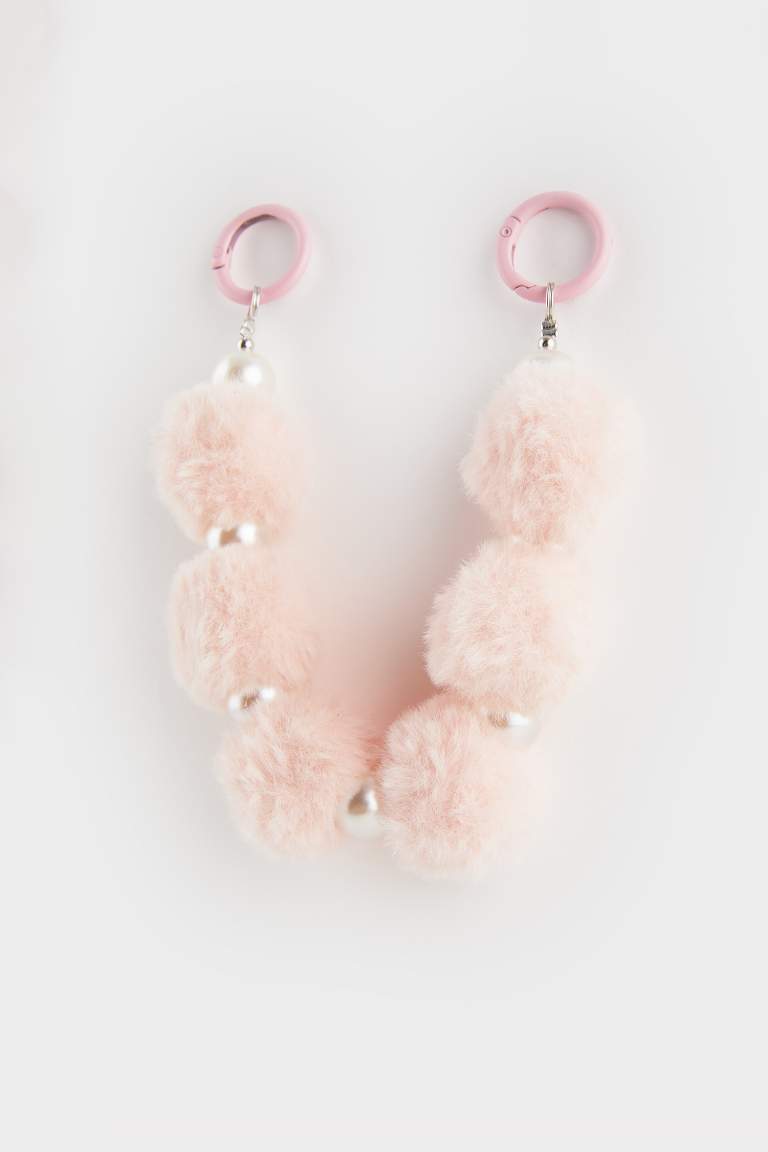 Kadın Pembe Peluş Charm Anahtarlık