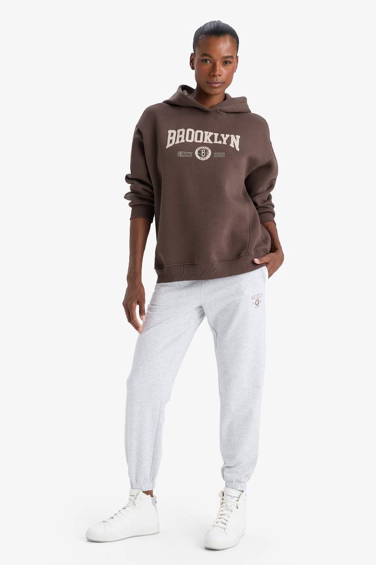 Спортивный свитер DeFactoFit NBA Brooklyn Nets Oversize с капюшоном
