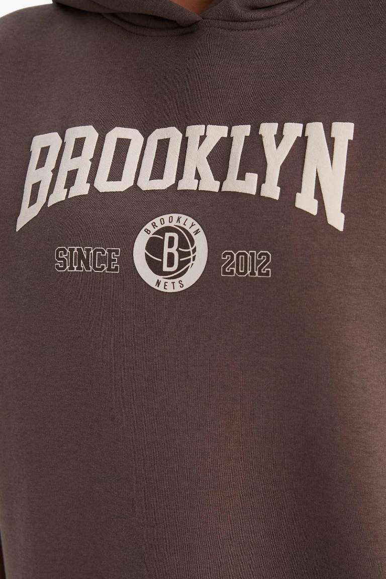 Спортивный свитер DeFactoFit NBA Brooklyn Nets Oversize с капюшоном