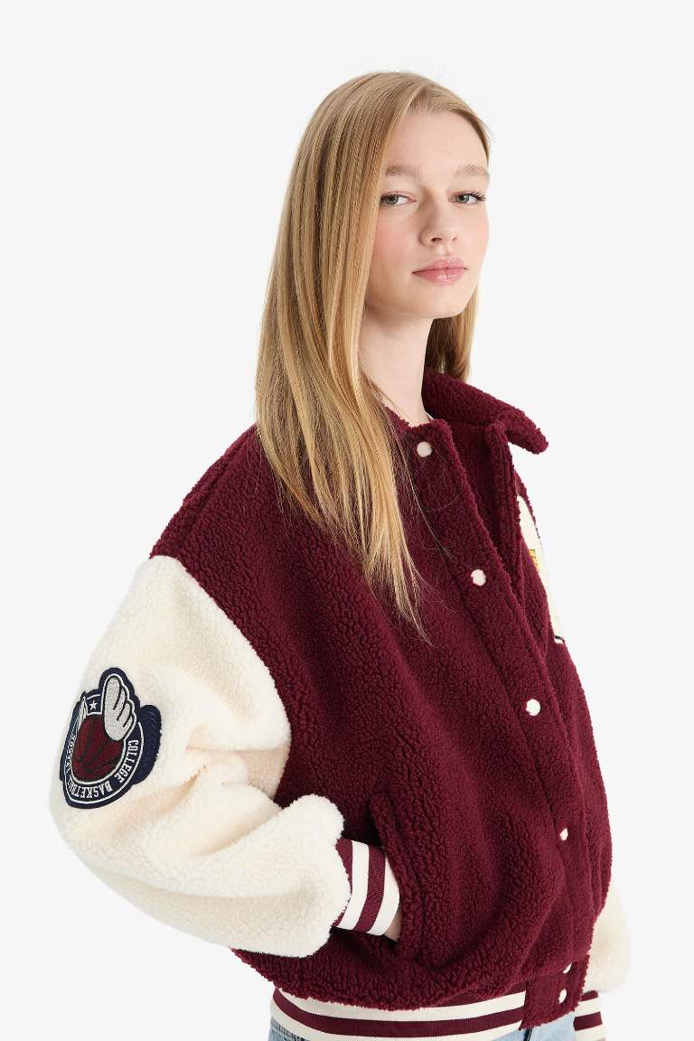 Coool Oversize широкий крой бомбер из плюша с воротником поло