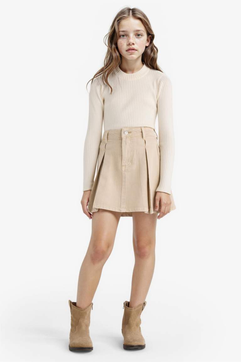 Girl Slim Fit Crew Neck Knit Pullover