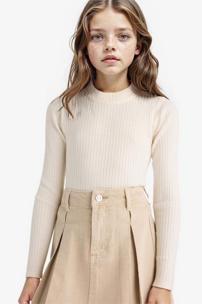 Girl Slim Fit Crew Neck Knit Pullover