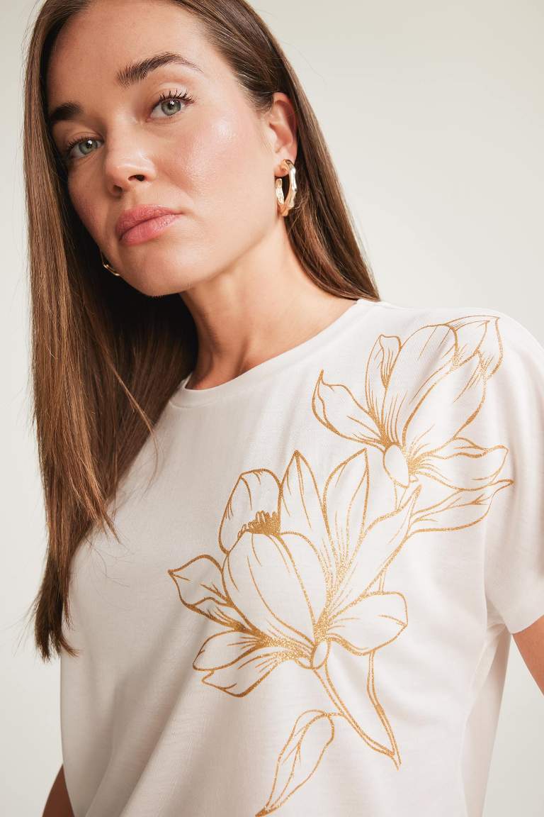 Crew Neck Printed Short Sleeve T-Shirt