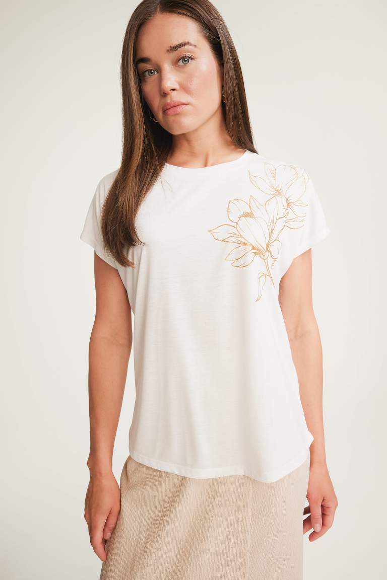 Crew Neck Printed Short Sleeve T-Shirt