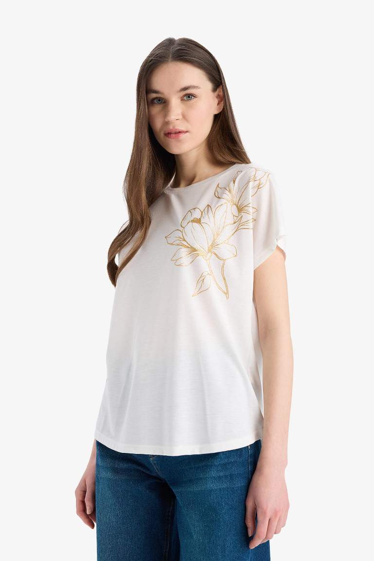 Crew Neck Printed Short Sleeve T-Shirt