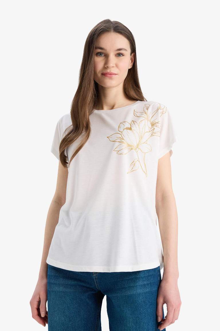 Crew Neck Printed Short Sleeve T-Shirt