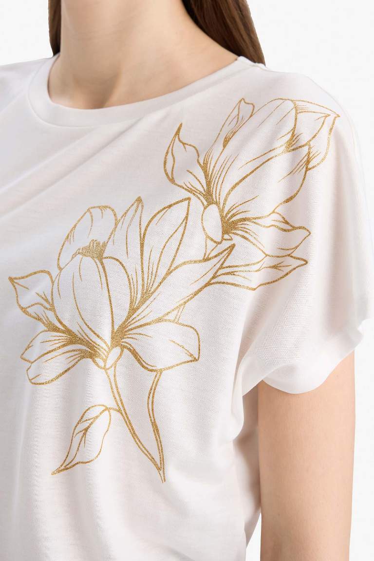 Crew Neck Printed Short Sleeve T-Shirt