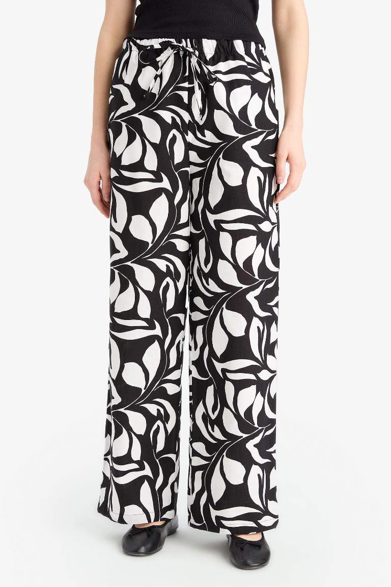 Wide Leg Poplin Kumaş Palazzo Pantolon Yüksek Bel Uzun Boy Geniş Paça
