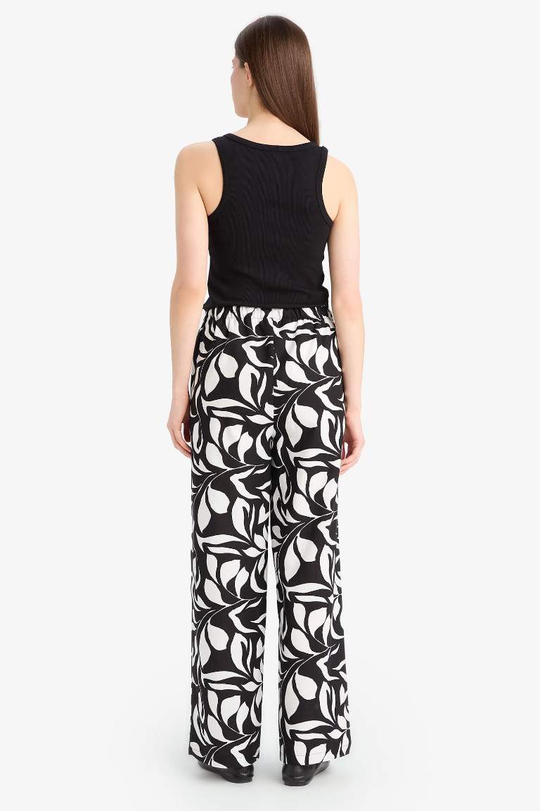 Wide Leg Poplin Kumaş Palazzo Pantolon Yüksek Bel Uzun Boy Geniş Paça