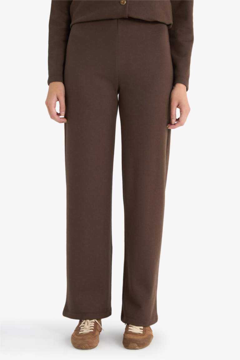 Wide Straight Leg Pique Trousers