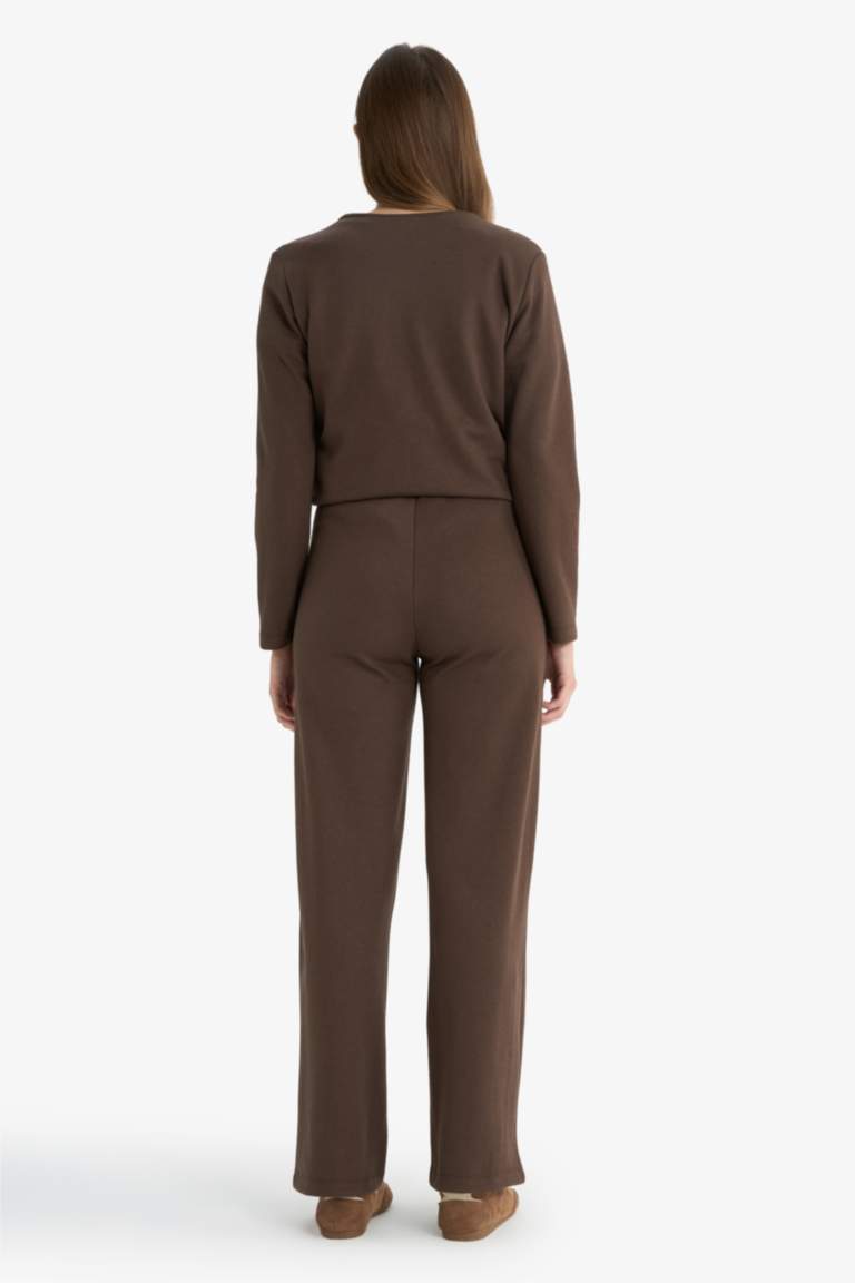 Wide Straight Leg Pique Trousers