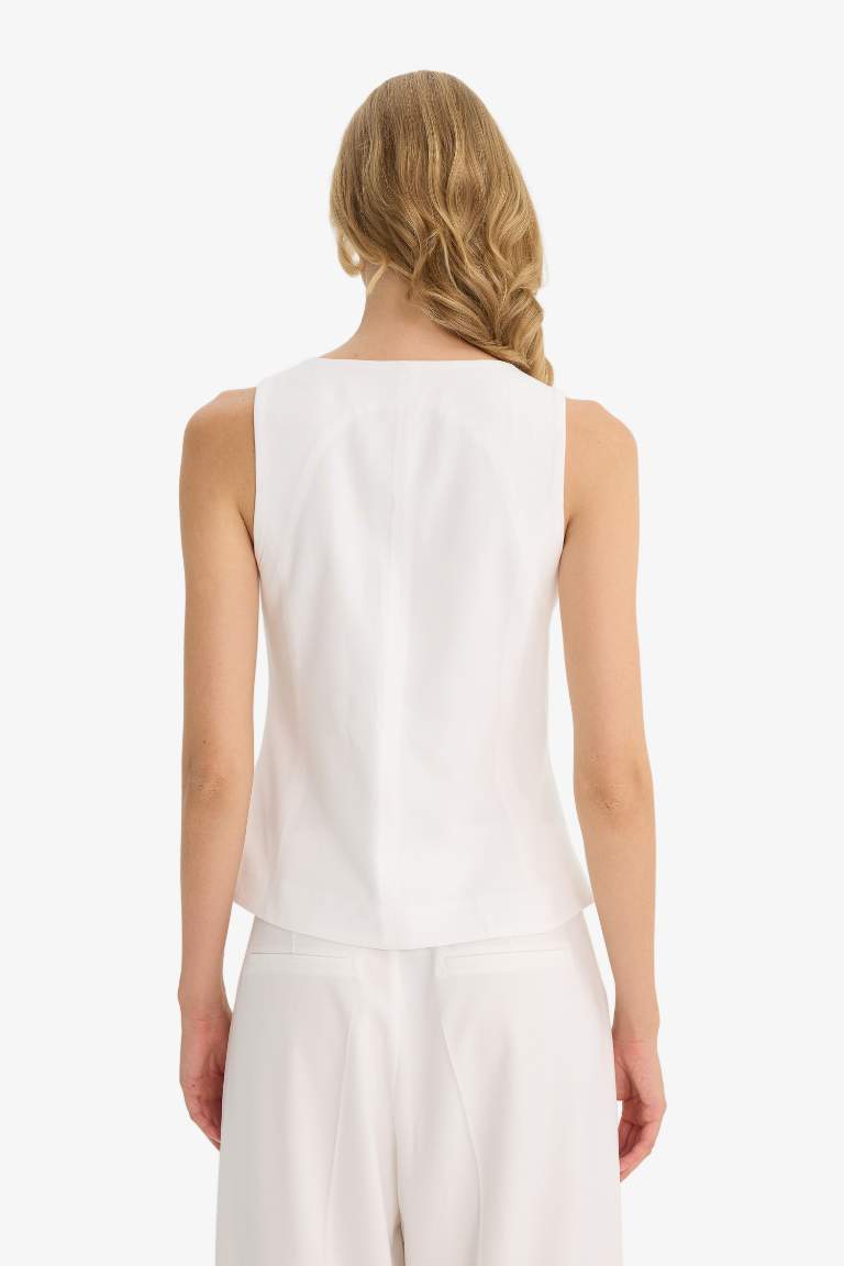 Slim Fit Dar Kesim Bisiklet Yaka Yelek