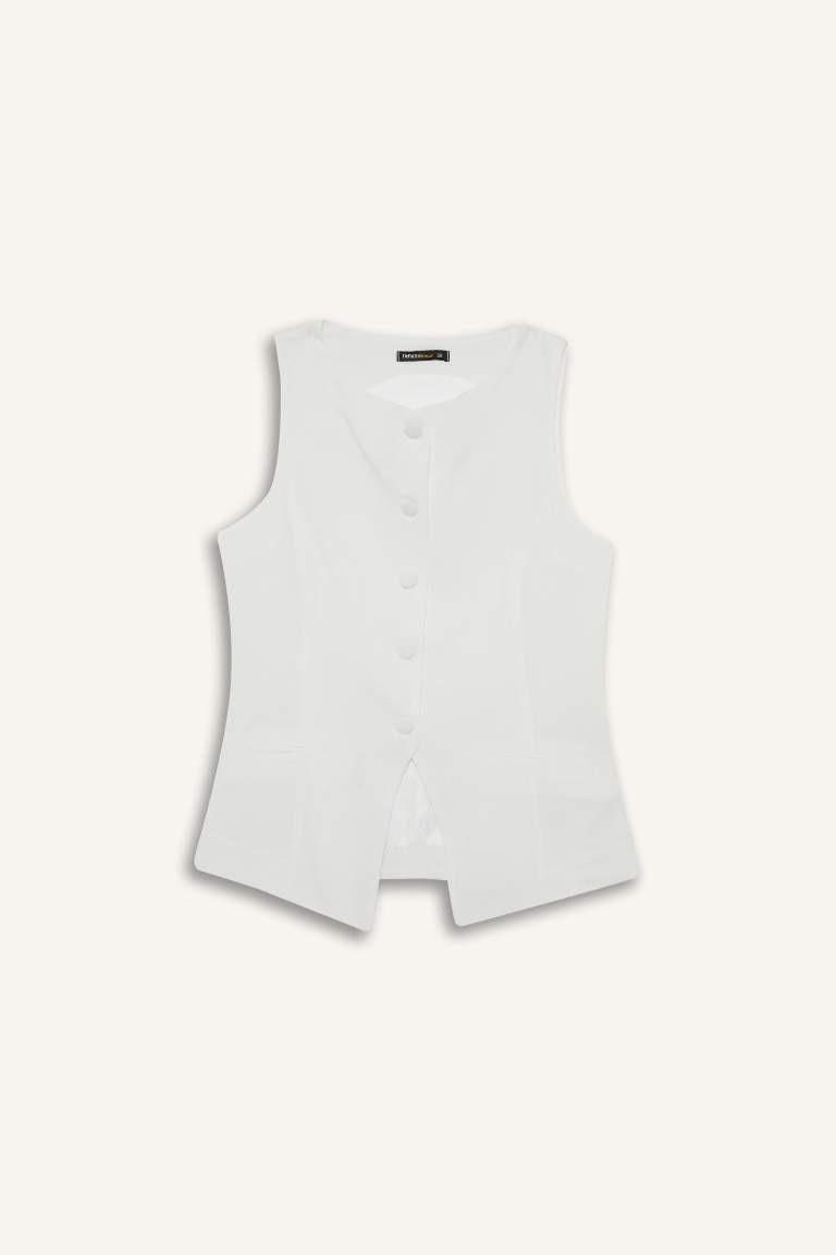 Slim Fit Dar Kesim Bisiklet Yaka Yelek