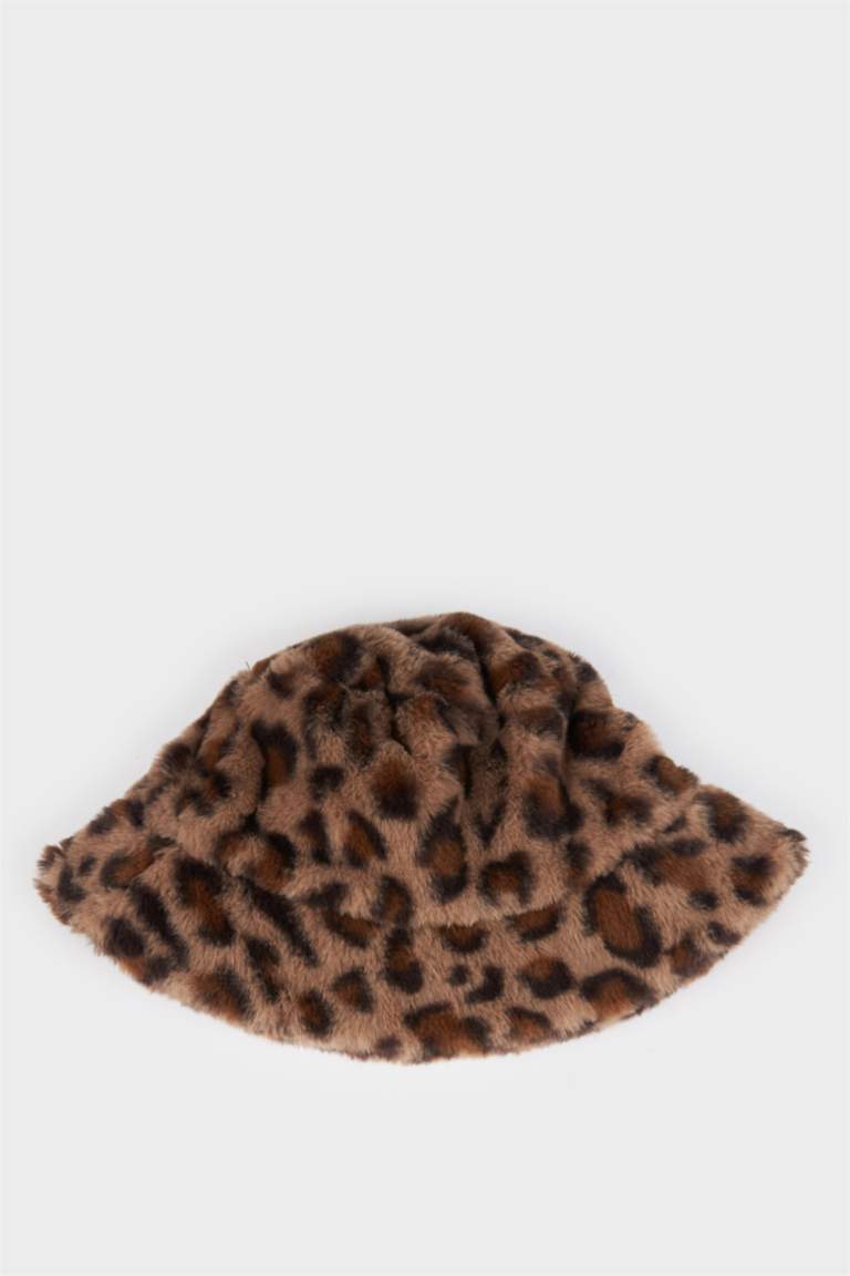 Kadın Leopar Desenli Bucket Şapka