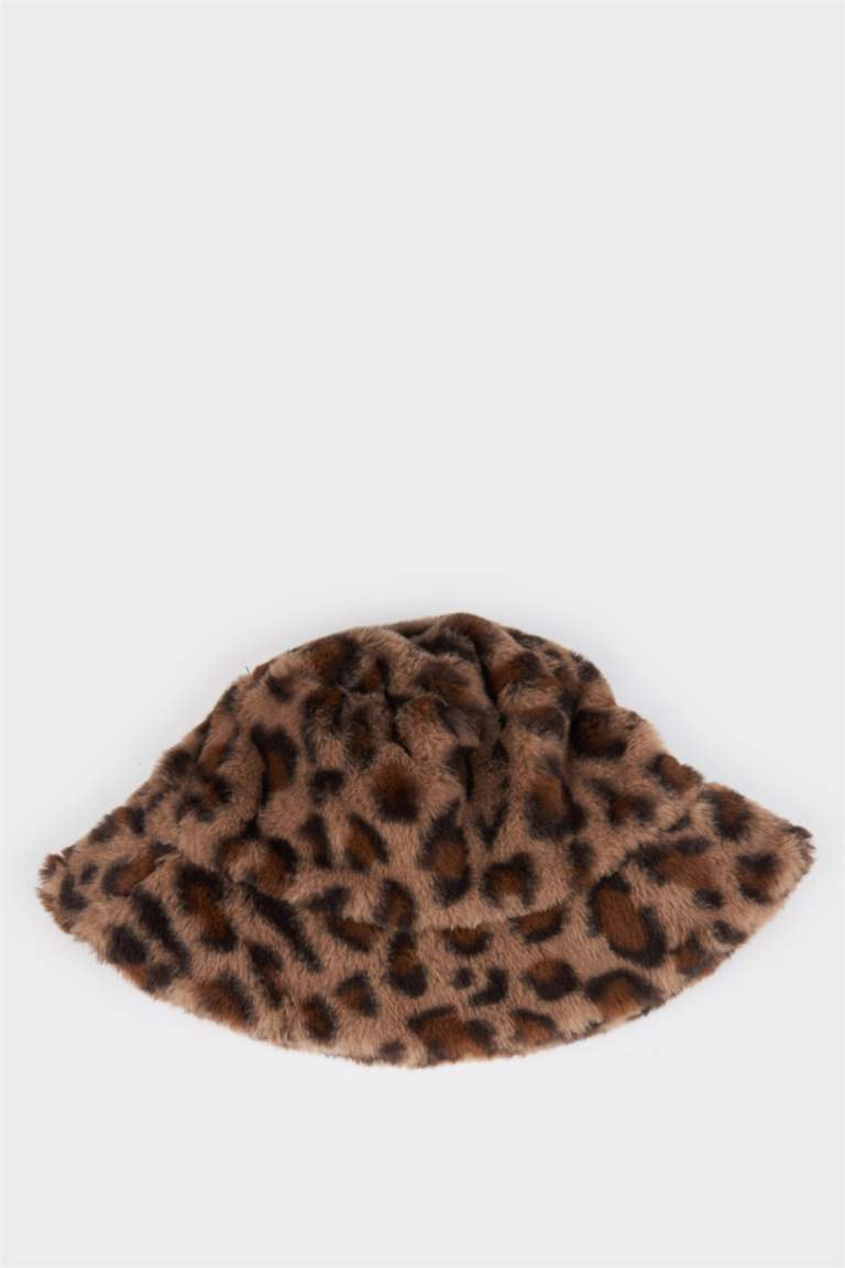 Kadın Leopar Desenli Bucket Şapka