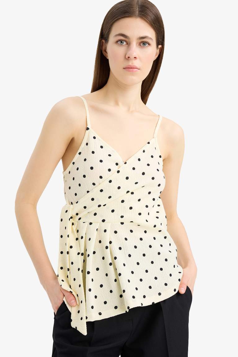 Slim Fit Polka Dot V-Neck Tank Top