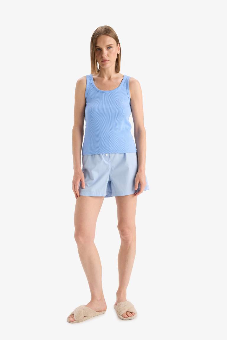 Regular Fit Yuvarlak Yaka Kolsuz Ribana Pijama Üstü-Fall in Love