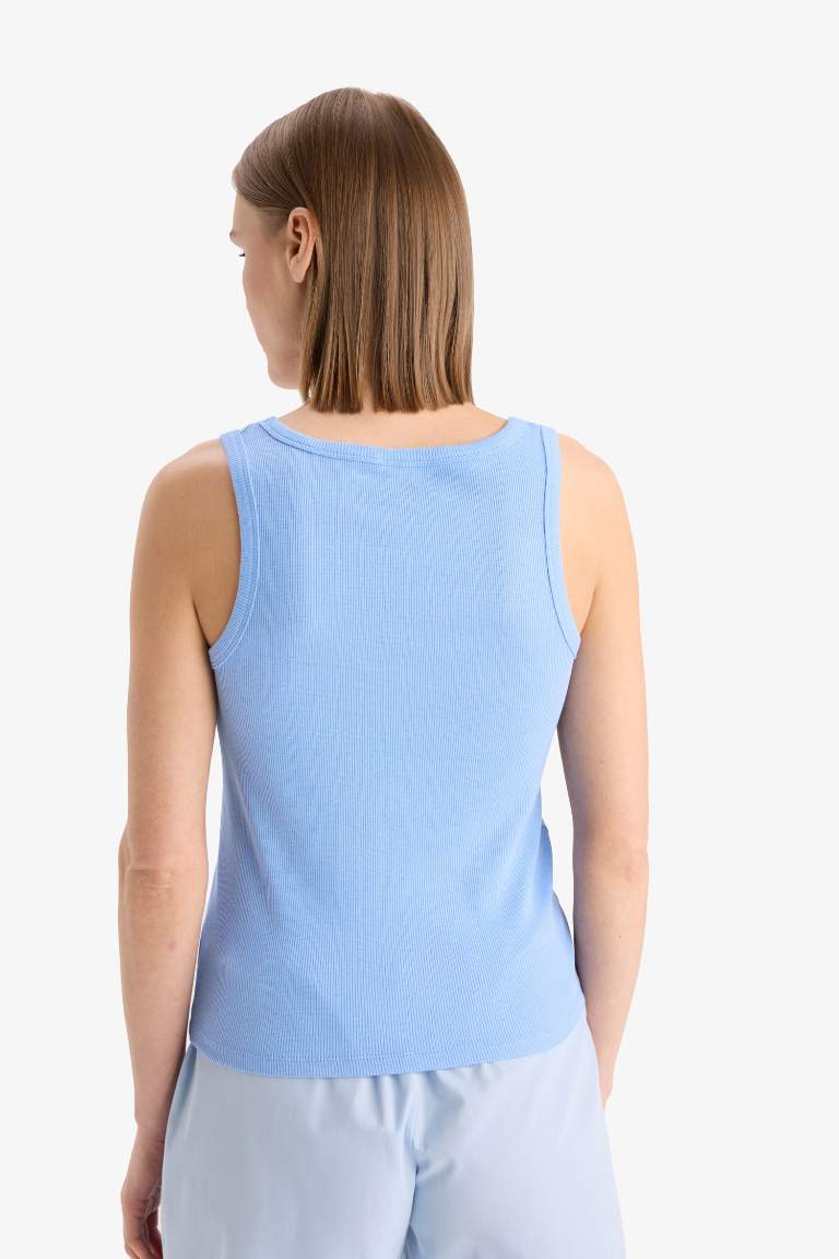 Regular Fit Yuvarlak Yaka Kolsuz Ribana Pijama Üstü-Fall in Love