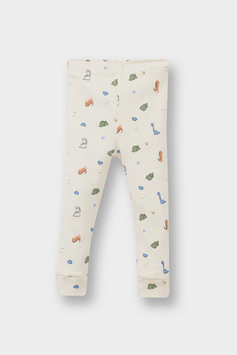 طقم بيبي أولاد بودي كم طويل مضلع برقبة مستديرة و سروال - قطعتين