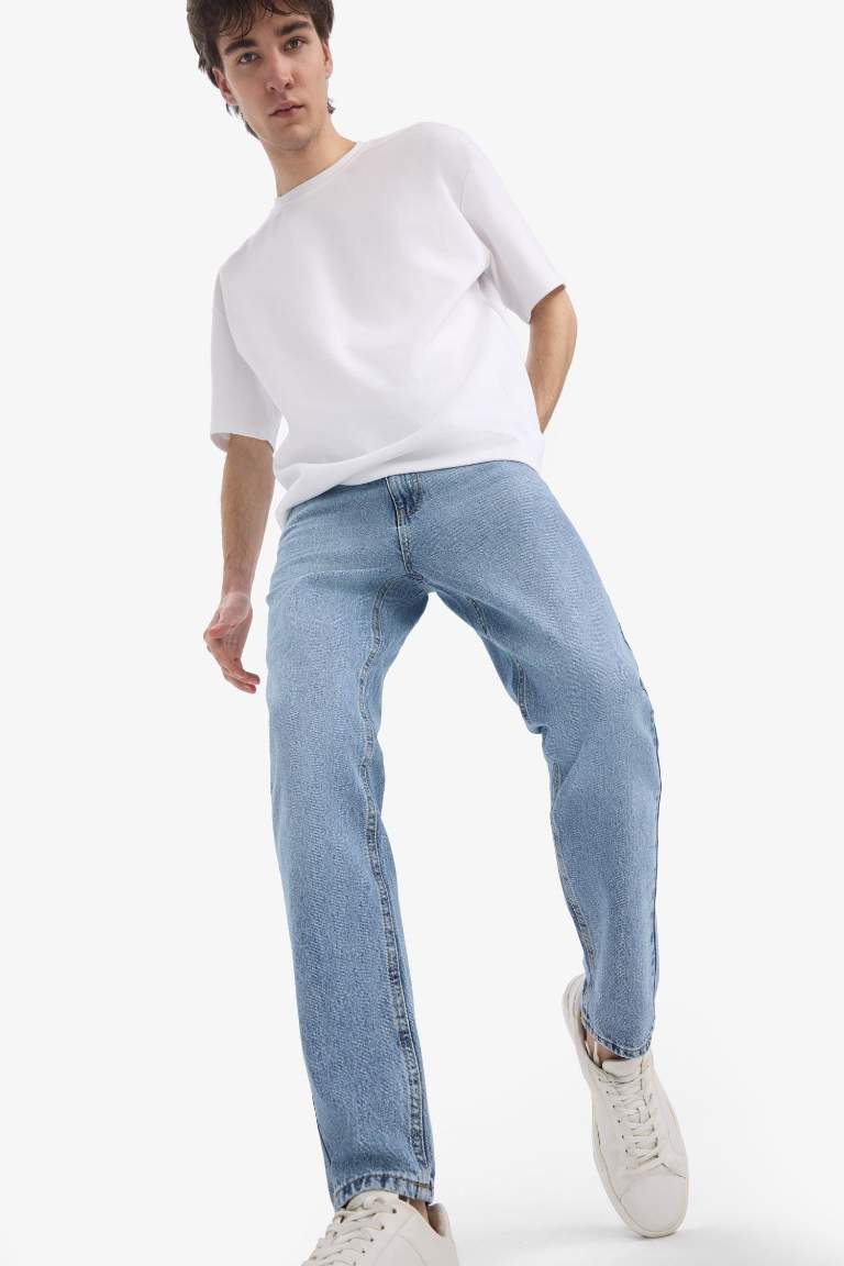 %100 Pamuk 90's Slim Fit Dar Kalıp Yüksek Bel Dar Paça Kar Yıkamalı Jean Pantolon