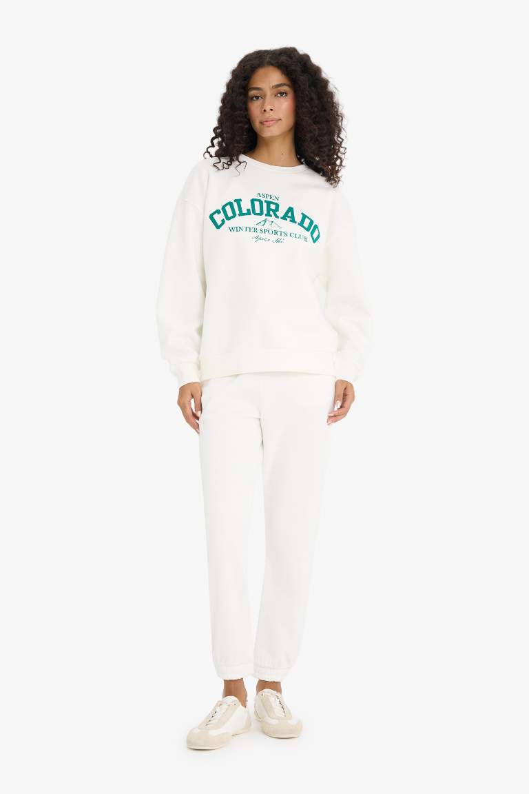 Oversize Fit Printed Long Sleeve Sweatshirt