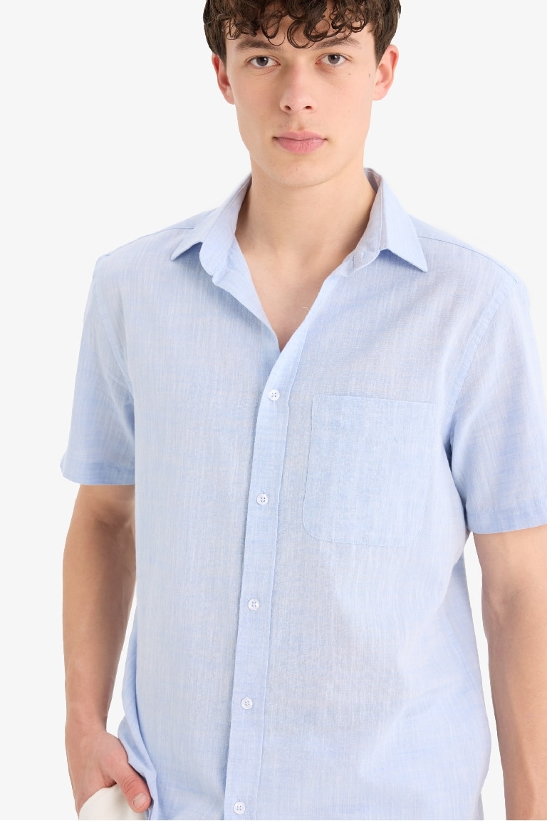 Regular Fit Stand-up Collar Cotton Shirt