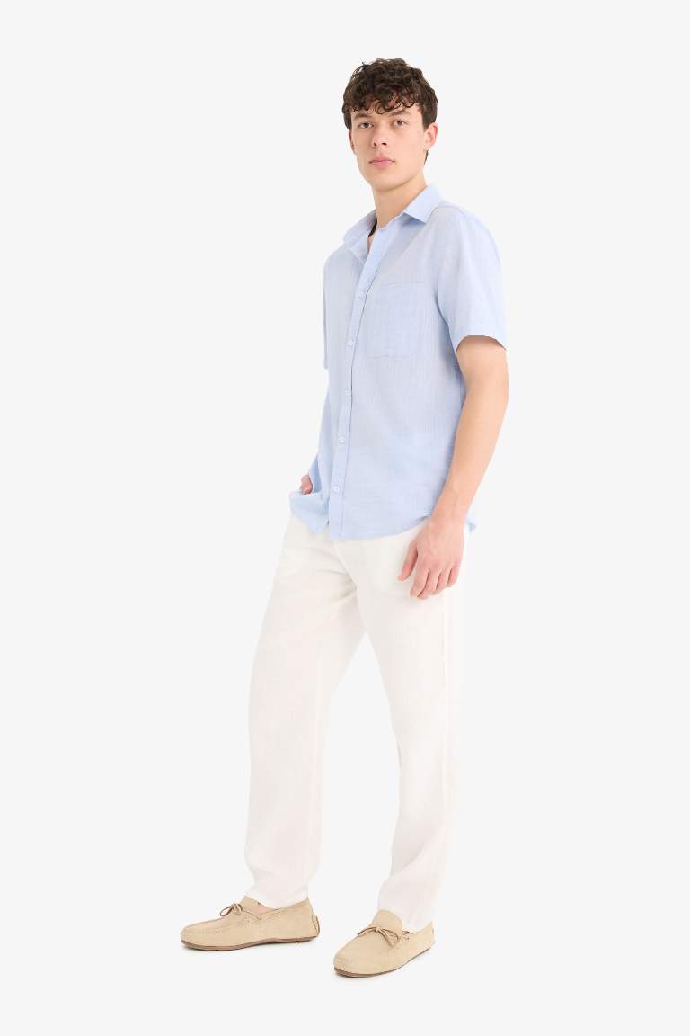 Regular Fit Stand-up Collar Cotton Shirt