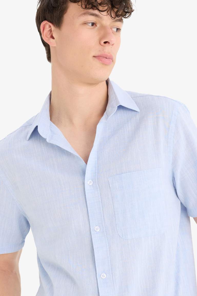 Regular Fit Stand-up Collar Cotton Shirt