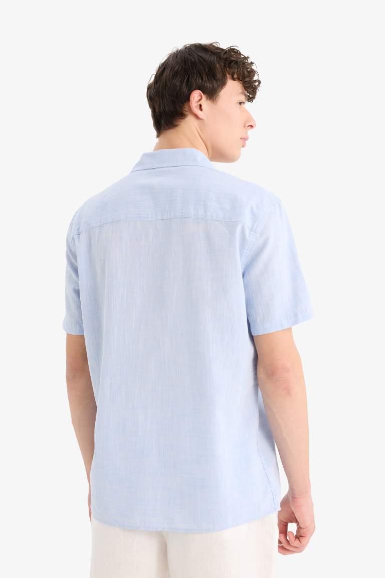 Regular Fit Stand-up Collar Cotton Shirt