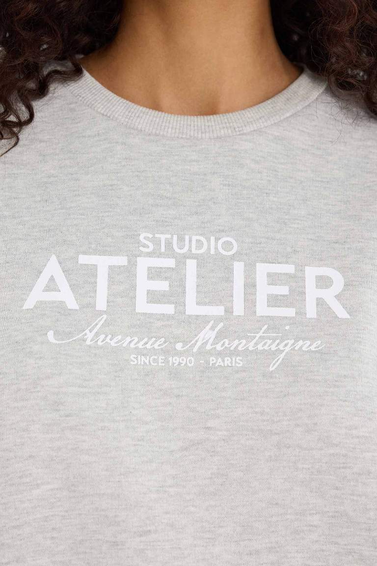 Sweatshirt épais oversize imprimé à col rond