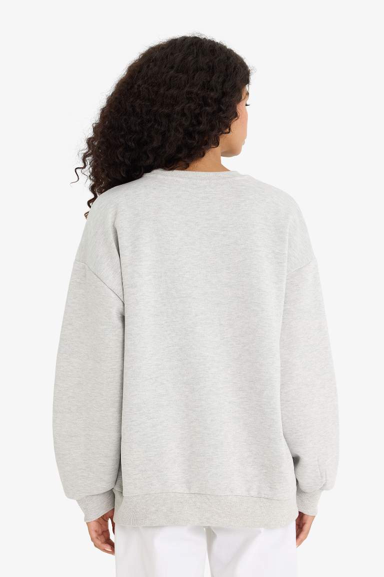 Sweatshirt épais oversize imprimé à col rond