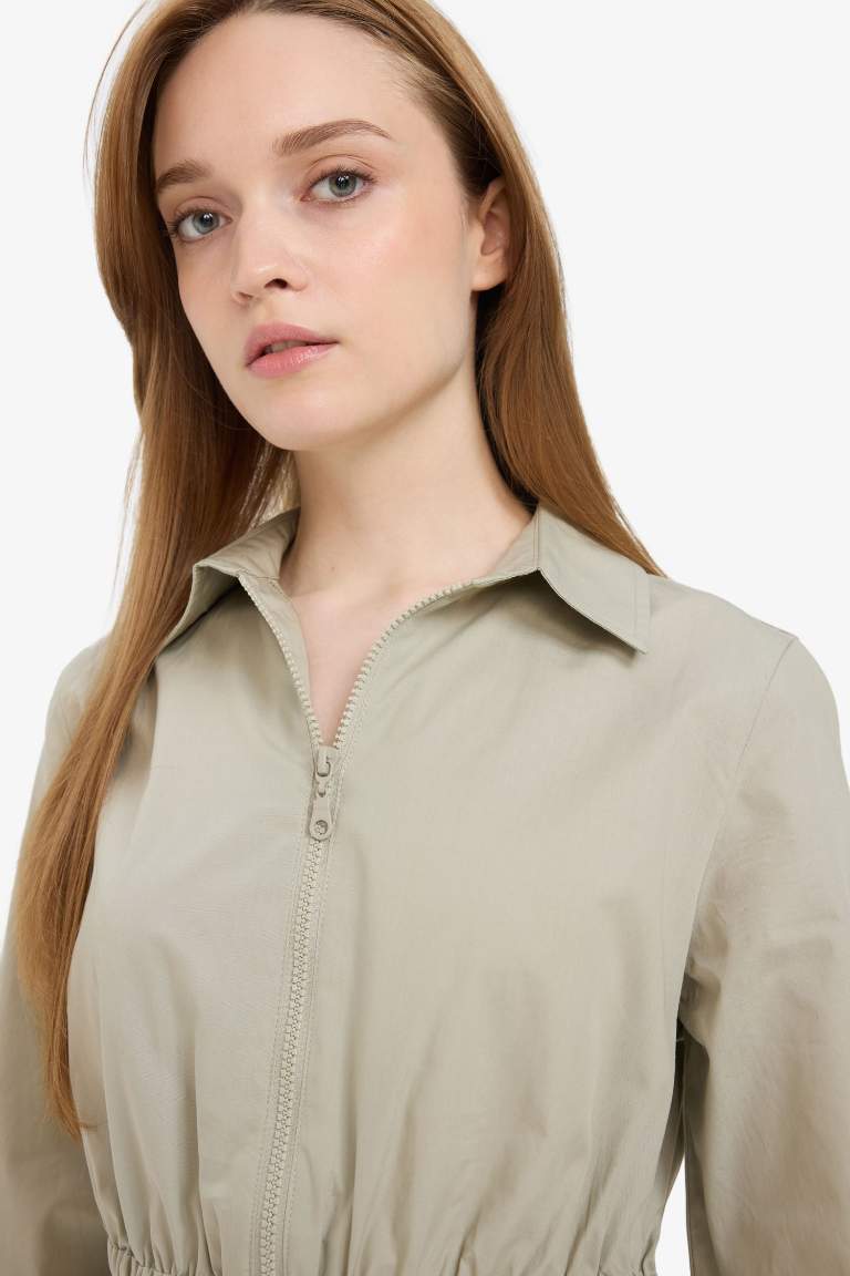 Regular Fit Gömlek Yaka Poplin Uzun Kollu Elbise