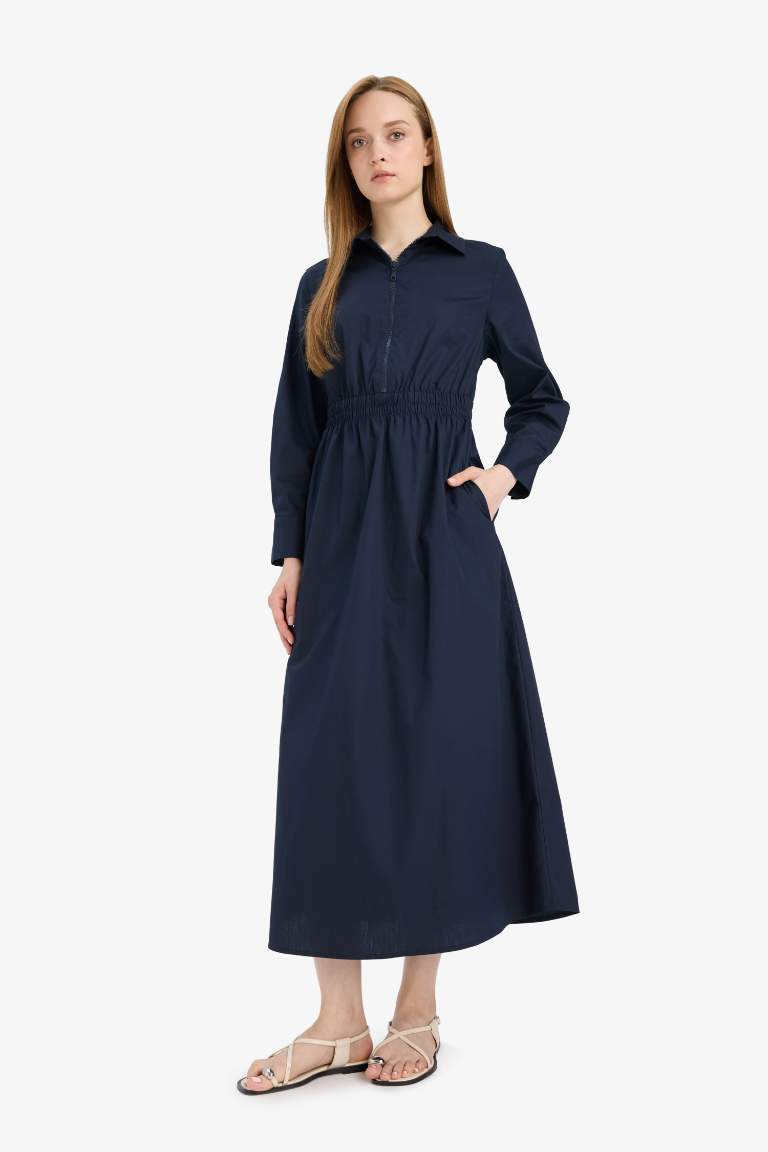 Regular Fit Shirt Collar Poplin Dress