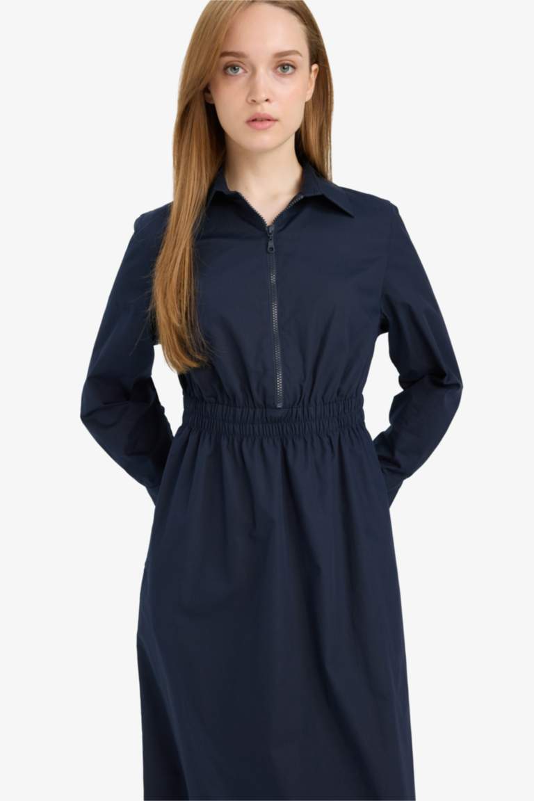 Regular Fit Shirt Collar Poplin Dress