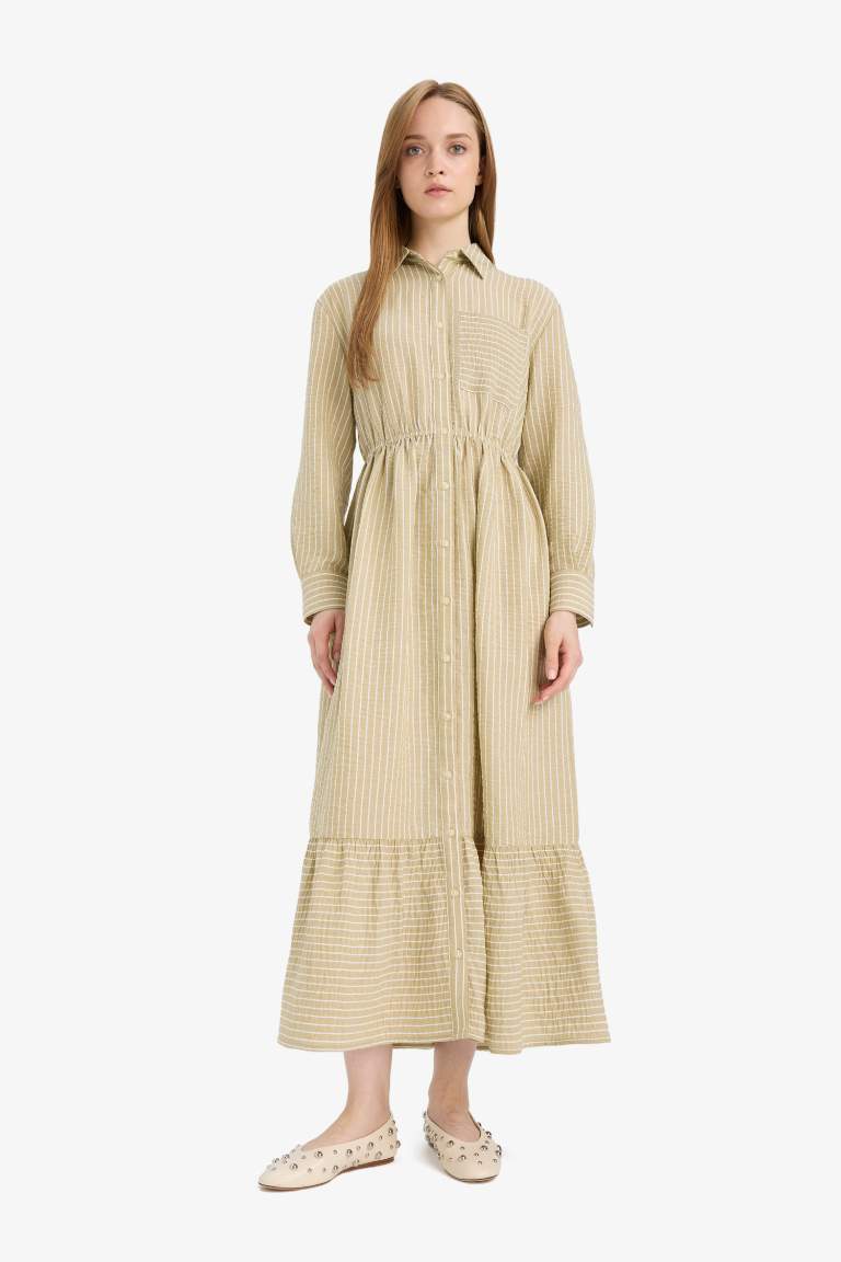 Shirt Collar Low Shoulder Dress
